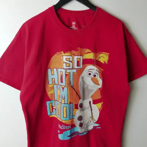 Disney  Frozen Olaf So Hot I'm Cool T Shirt Red XL Extra Large Cartoon Solid Logo