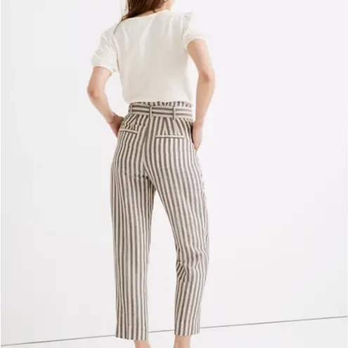 Madewell  Striped Linen Blend Paper Bag Waist Pants Size 6