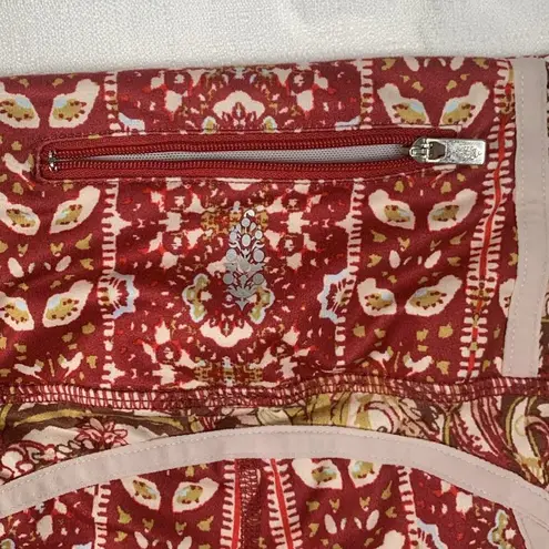 Free People Movement womens XS paisley leggings red white ruched you FP gym