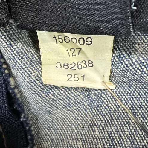 Moda International Y2K Denim Dress 6 Blue Ruffle Neck Milkmaid Stretch Retro