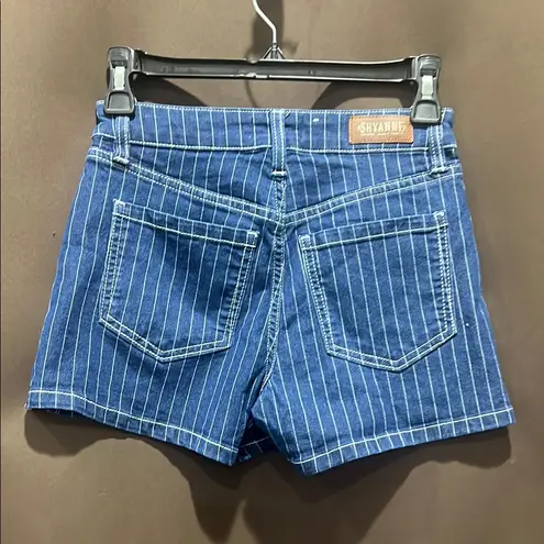 Shyanne Blue Jean Shorts with Pinstripe Design, Size 25