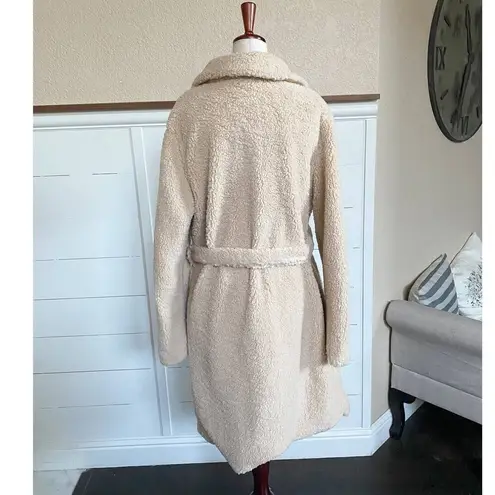 Cider Longline Teddy Jacket Solid Belted Coat Khaki SZ L NWT