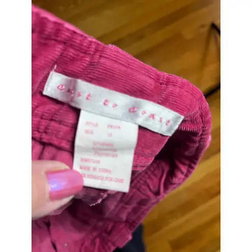 Vtg 90s Coast to Coast Pink Corduroy Flare Cargo Pants Size 12 Zipper Pockets