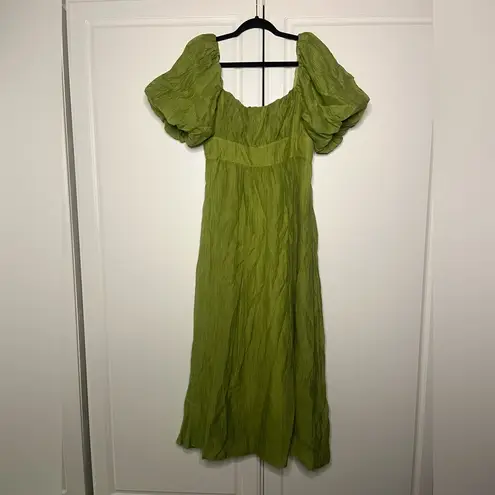 Showpo Roshina Puff Sleeve Midi Dress Green Size 6