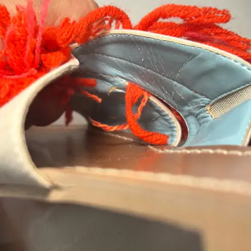 Frances Valentine New York Fringed Slides Sandals Orange Size 9B Sample