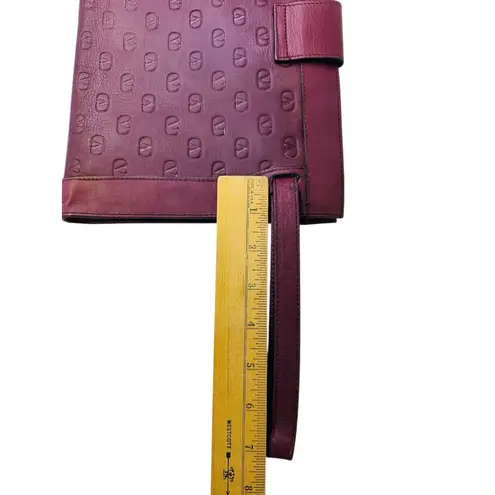 Valentino Garavani VTG VALENTINO Burgundy Leather Clutch Hand Bag Top Zip Front Flap Closure Italy