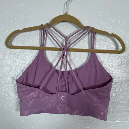 Zyia  Active Women M Lilac Lavender Purple Floral Double Strap Sports Bra Padded