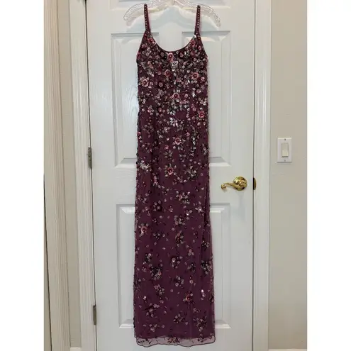 Mac Duggal NWT 5477 Pink Floral Embellished Scoop Neck Evening Gown Size 6