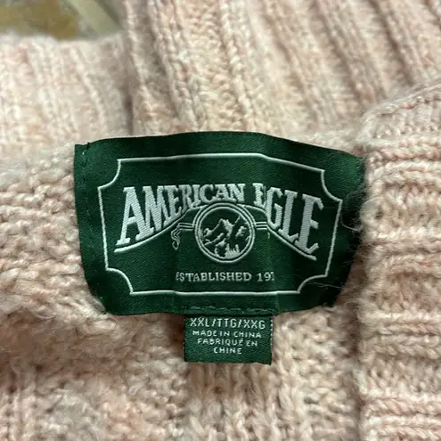 American Eagle  Pink Knit Pullover Cable Knit Hoodie