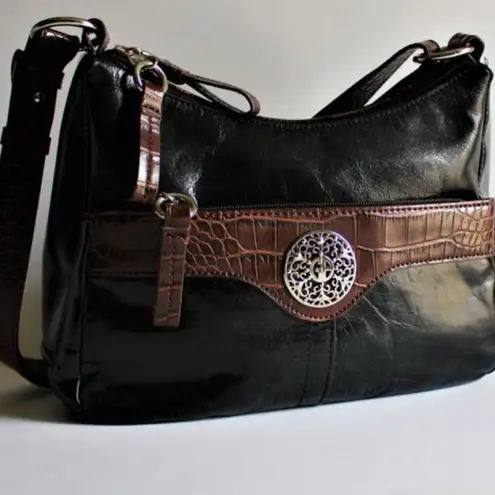 Giani Bernini GENUINE LEATHER BLACK/BROWN PURSE