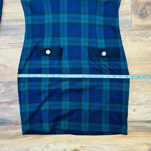 Vintage Plaid Tartan Bodycon Dress Preppy Dark Academia Green Purple Black