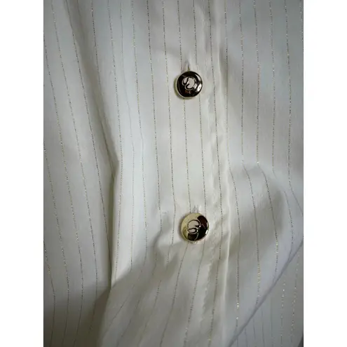 St John Sport Cream Pin Stripe Button