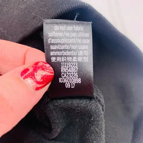 Victoria Sport Black Faux Leather Sleeve Crewneck Sweatshirt Size S Pullover