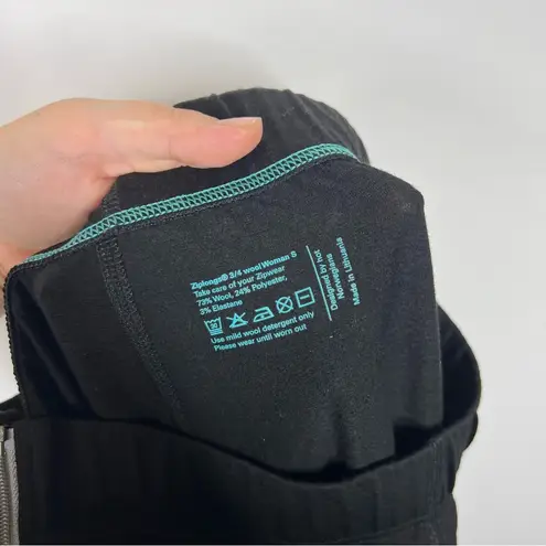 Northern Playground 3/4 Wool Ziplongs Leggings Size Small Black