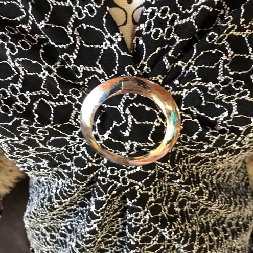 Josephine Chaus Black & White V-Neck Top Size L