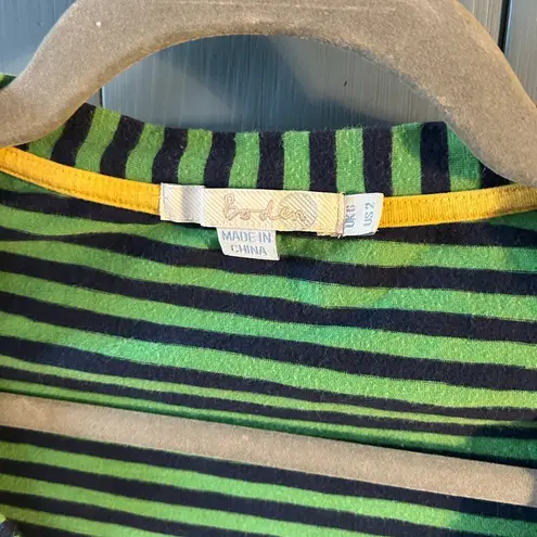 Boden USA Boden Womens US 2 Tee Shirt Long Sleeve Striped Blue/Green Top Stretch & Soft