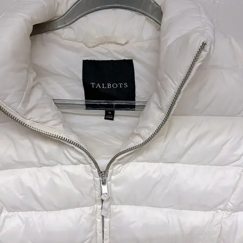 Talbots Quilted Goose Down Puffer Vest Ivory Womens Sz M