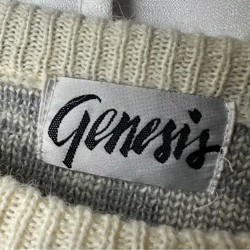 Vintage Genesis Women's Sweater M Fair Isle Nordic Reindeer Holiday Christmas Gray Size M