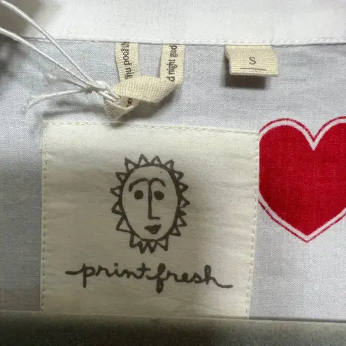 PrintFresh Queen of Hearts Sleep Set Pajamas Long Sleeve White Red Hearts Size S