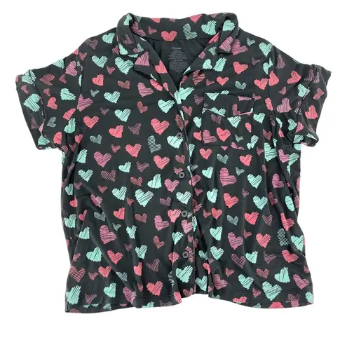 MeUndies UltraModal Short Sleeve PJ Set in Drawn to Me Hearts Size XL Valentines Pink