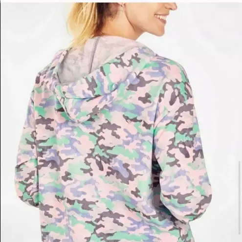 Fabletics  Hallie Pink Camo Cinchable Half Zip Hoodie Sweatshirt Jacket Size 1X