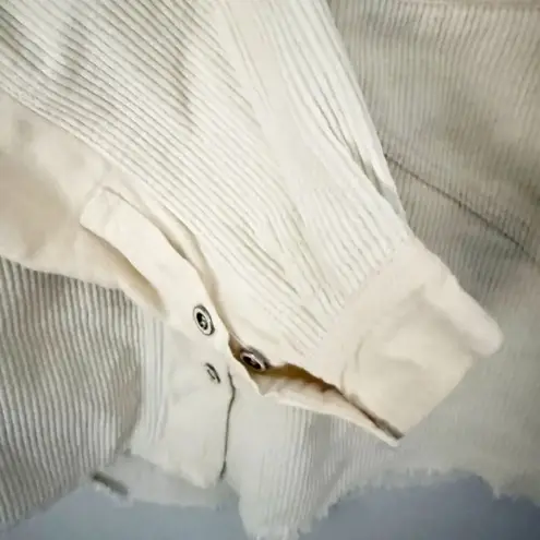 THREAD & SUPPLY | Ivory Ecru Corduroy Shacket Shirt Jacket Button Raw | Small