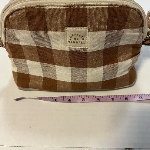 Loeffler Randall Bag Mason Toiletry Pouch Bag in Cream and Brown Gingham GUC
