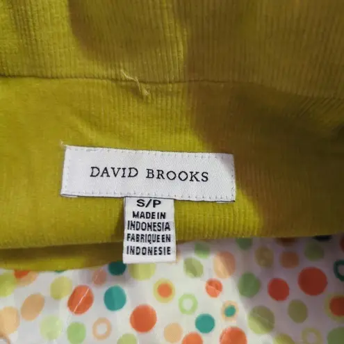 David Brooks Jacket Corduroy Lime Green Woman's Size Small Button Up Retro