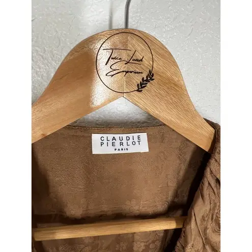 Claudie Pierlot Ruffled Wrap Mini Dress Size 42 US Medium Brown Floral