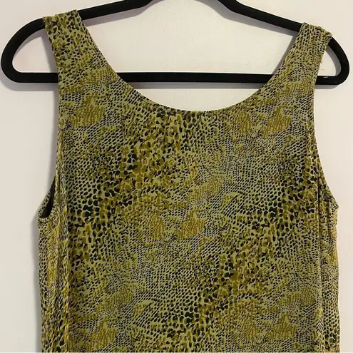 Robbie Bee Vintage 100% Silk Midi Dress Brown Animal Print Sleeveless Size 10