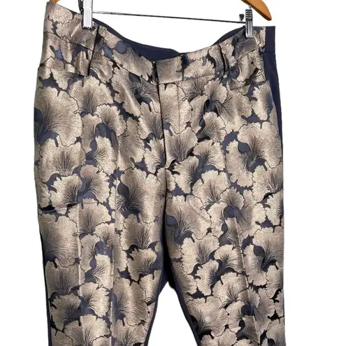 Eloquii Gold Grey Kady Fit Brocade Metallic Pants Grey and Gold Size 16