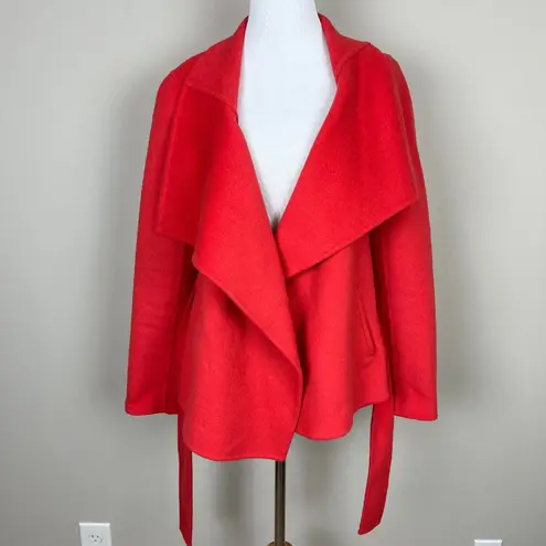 Etcetera Cardigan Jacket Womens 6 Coral Wool Angora Belted Long Sleeve V-Neck