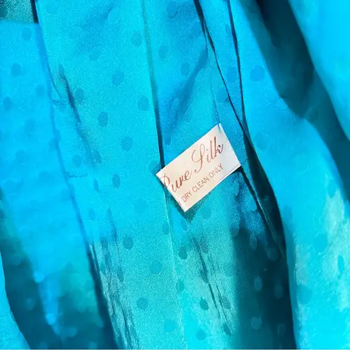 Vintage silk self tie blouse size 6 J.Raymond in green lagoon :Box H: