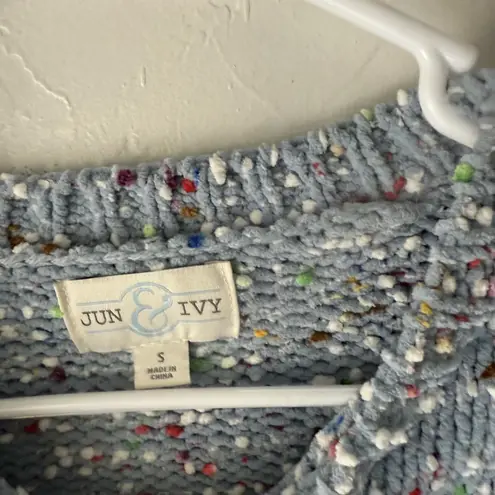 Jun & Ivy Sweater Womens Small Blue Multicolor Confetti Knit Pullover Cozy Top