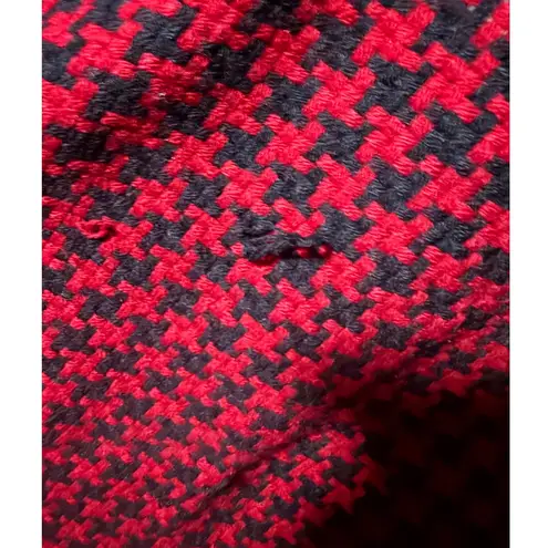 Unbranded Women Red Black Houndstooth Scarf Fringe Accent Winter Checker Thrash