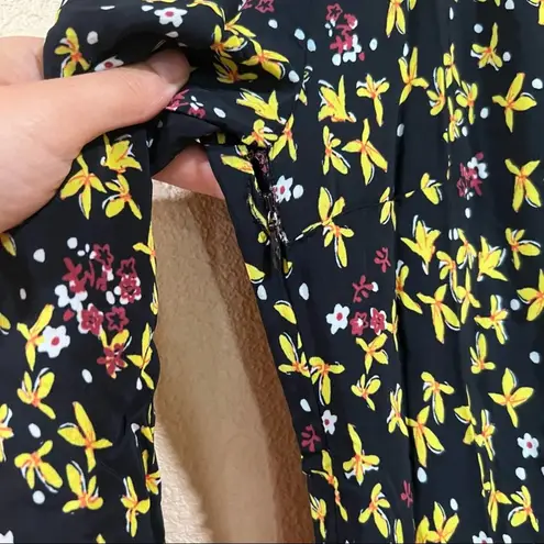 Derek Lam 10 Cosby Catia black yellow floral long bell sleeve dress