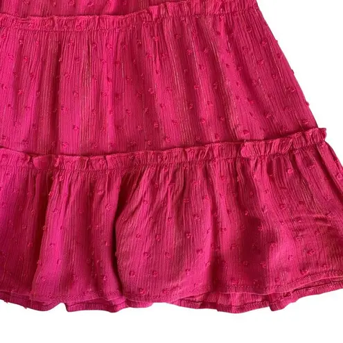 Francesca’s Blue Rain Christina Magenta Pink Clip Dot Surplice Mini Dress Large