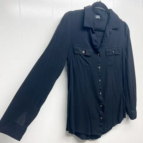 Dotti Womens Top Size 10 Button Front Career Academia Business Casual Workwear Black