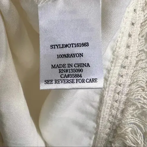 Others Follow Anthropologie Cream Fringe Poncho One Size Womens Boho Lagenlook