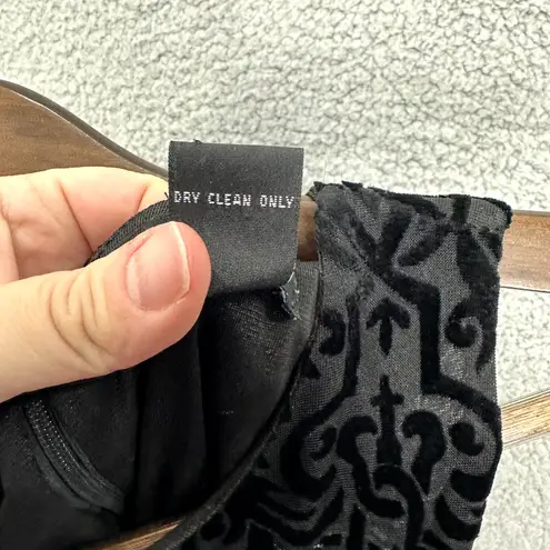 New York And Company NY & Co Shift Dress Womens 8 Black Geometric Velvet Burnout Whimsigoth Vtg Y2K