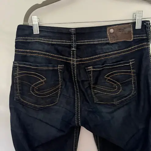 SILVER Suki Capri Womens Jeans Sz W27 Midrise Denim Dark Wash Stretch Blue