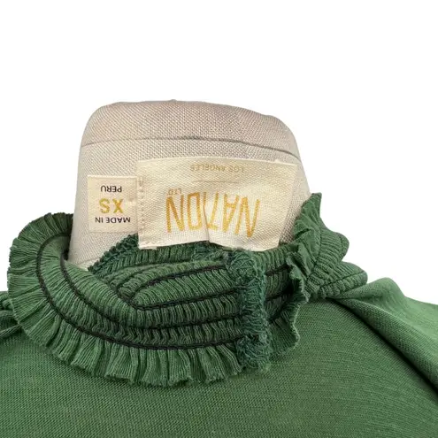 Nation Ltd Violet Prim And Proper Top Tee Blouse Pima Cotton Green Size XS