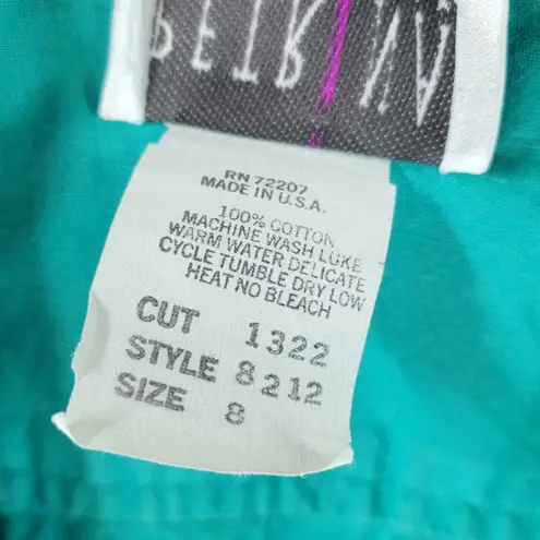 VTG Petrina & Co Jumpsuit Womens 8 Green Belted Shoulder Pads Wide Leg