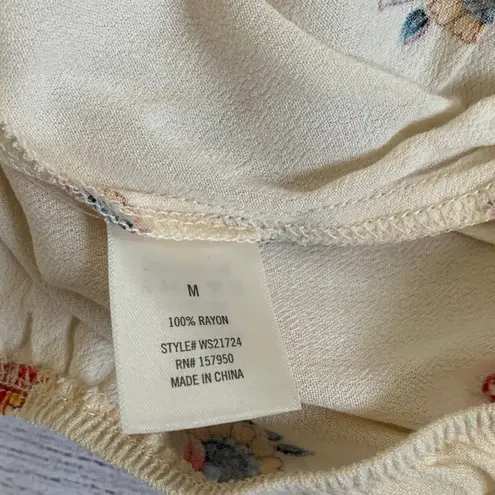 Blue Rain  Peasant Boho Crochet Floral Faux Wrap Blouse Top