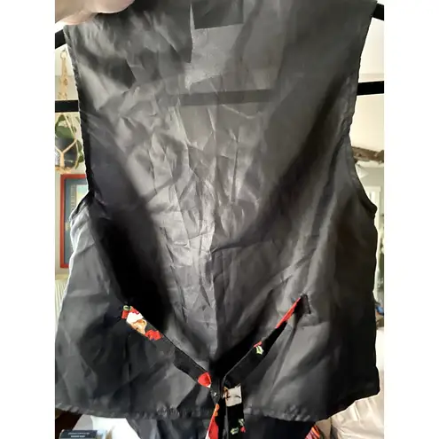 1980's Vintage Teddy Bear Black Christmas Vest Medium Holiday Indie Festive Folk