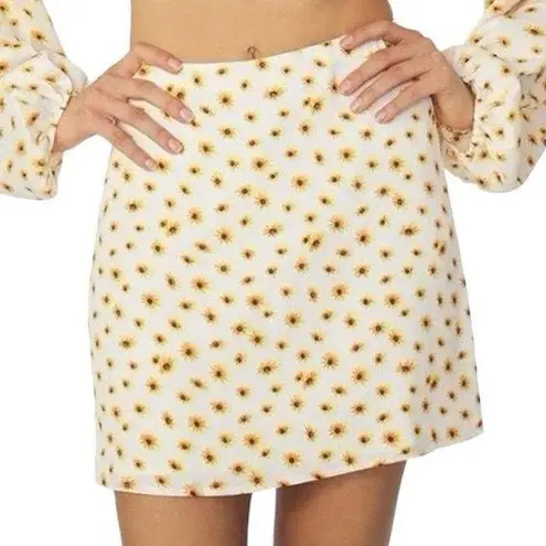 We Wore What New Daisy Print Floral Mini Slip Skirt Ivory Multi Size Small