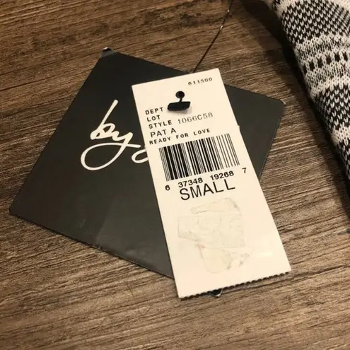 By & By Crew Neck Knit Blouse Sheer Cap Sleeves S SM Small Black White Grey Tie