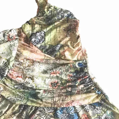 new Boho Chic ❤︎ Romantic Artsy Floral Print Draped Halter Top ❤︎ Pin Up Chic L Size L