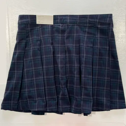 American Eagle New  Plaid Pleated Skirt Navy Blue Size 14