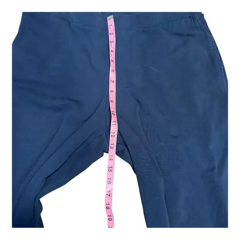 Wide Leg Crop Pants Elastic Waist Lounge Casual Comfy Blue Trousers Purejill Blue Size L